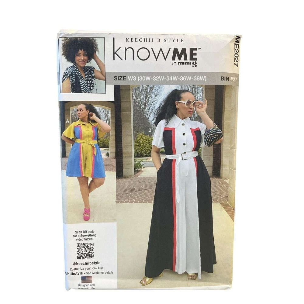 KnowME ME2027 Romper & Jumpsuit Size 30W-38W Plus Size Sewing Pattern